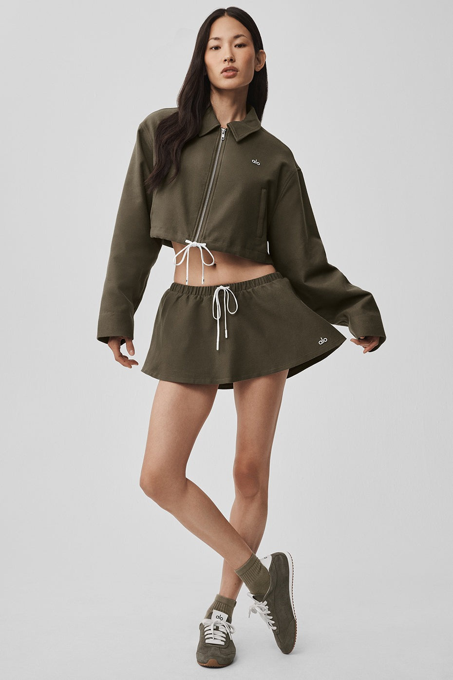 Cropped Fan Favorite Full Zip Jacket - Olive Tree