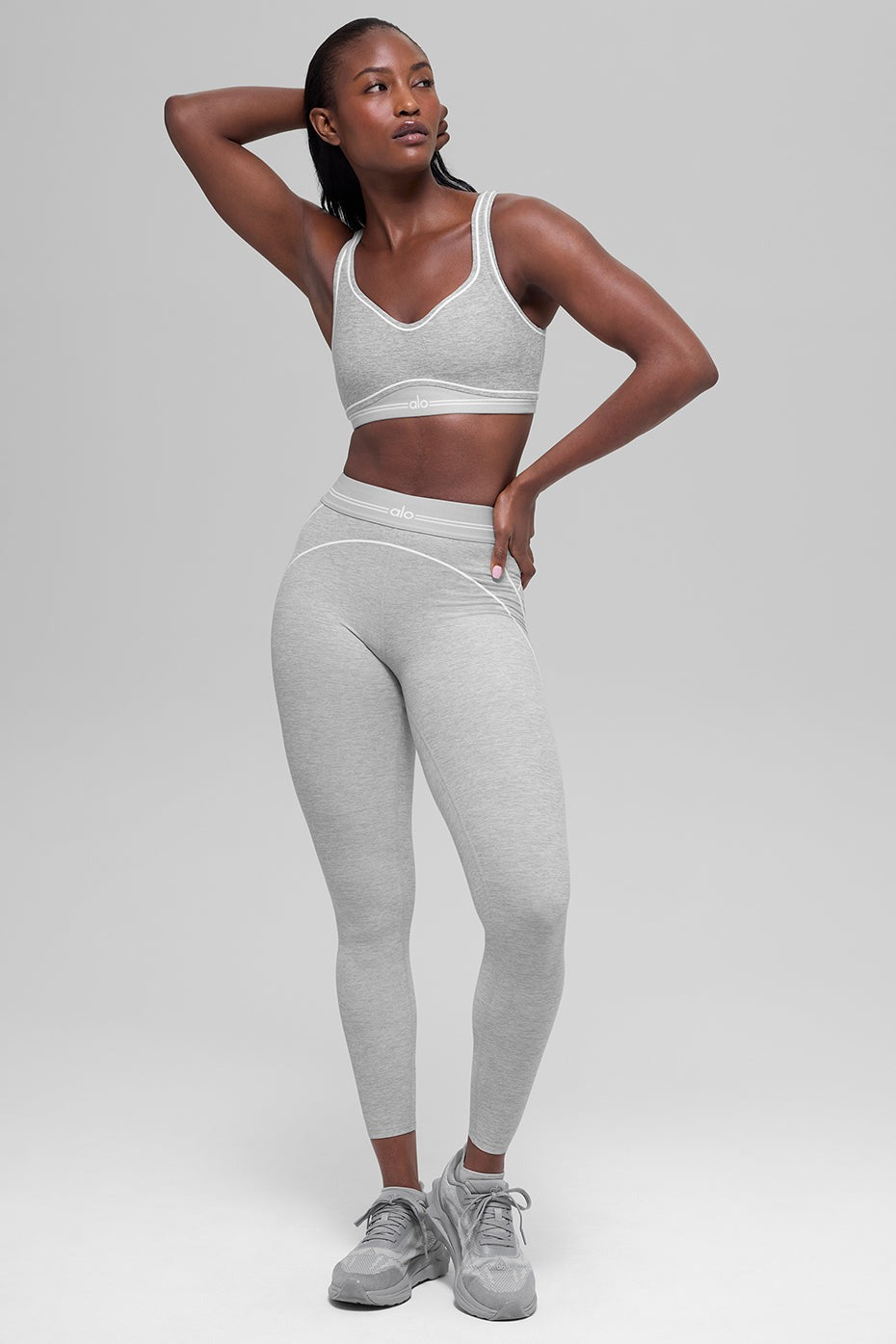 Alosoft Heart Throb Bra - Athletic Heather Grey/White