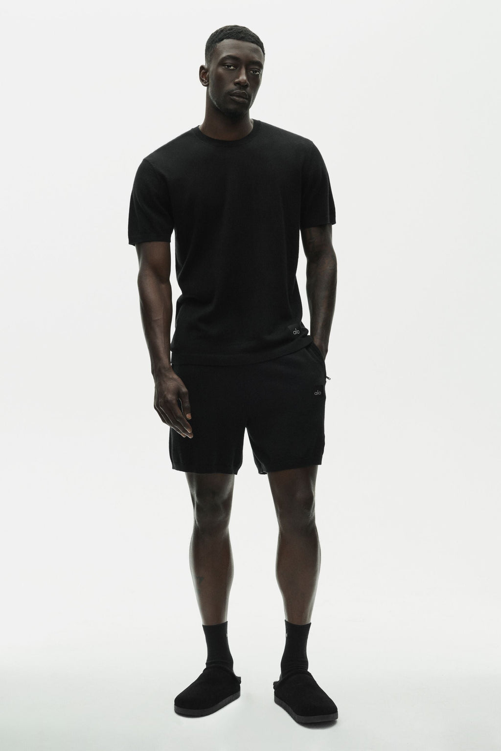 Cotton Cashmere Ever Soft Short Sleeve Crew - Black