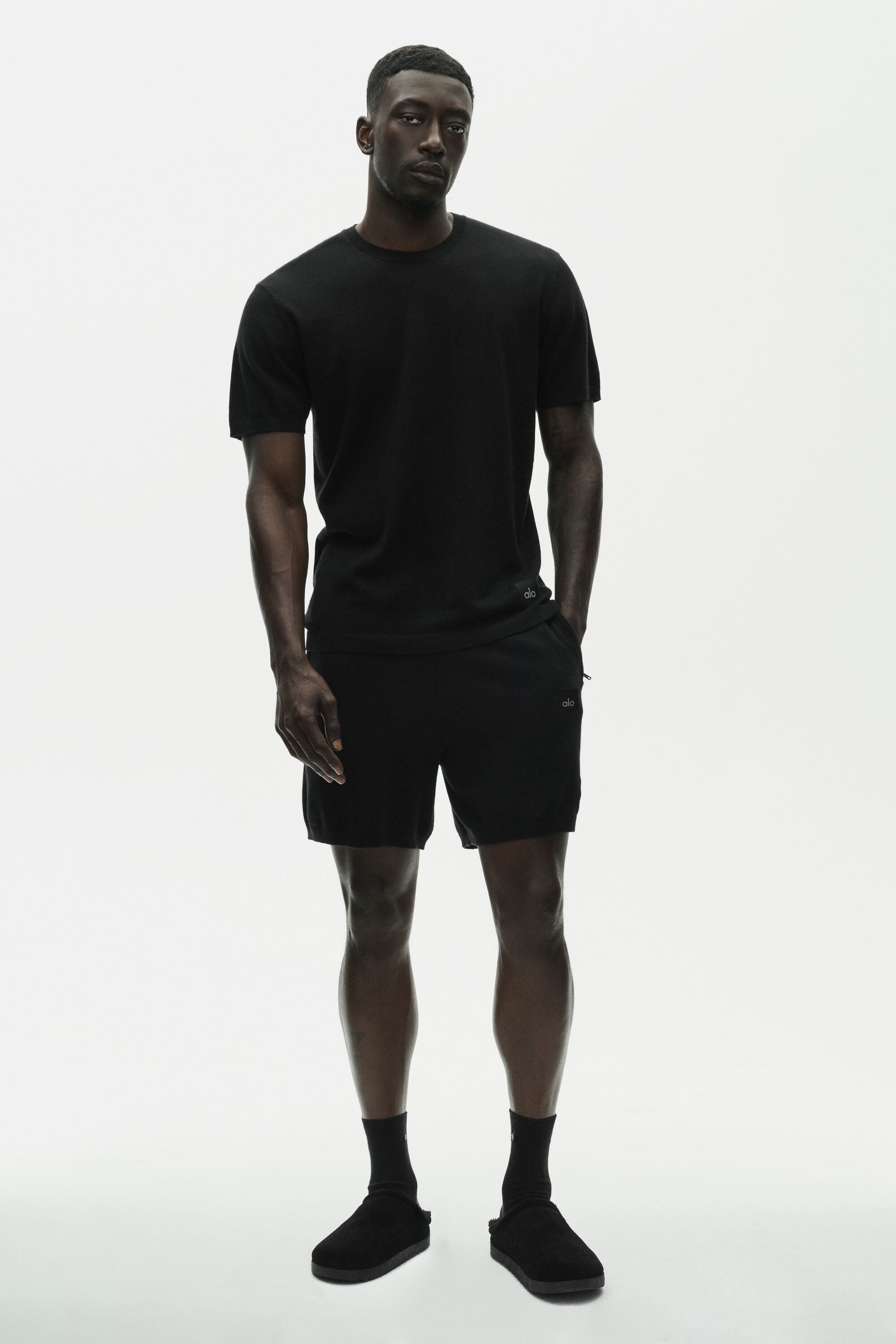 Cotton Cashmere Ever Soft Short Sleeve Crew - Black