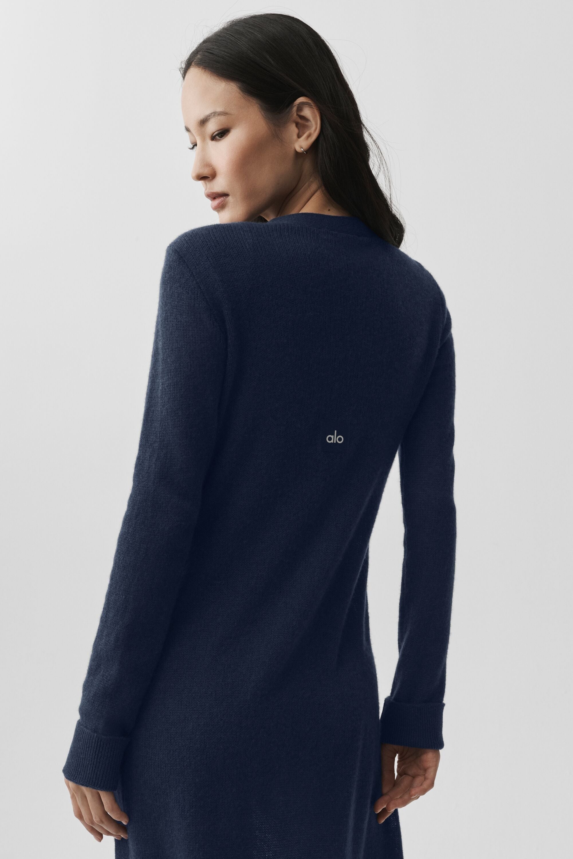 Sheer Cashmere Long Cardigan - Navy