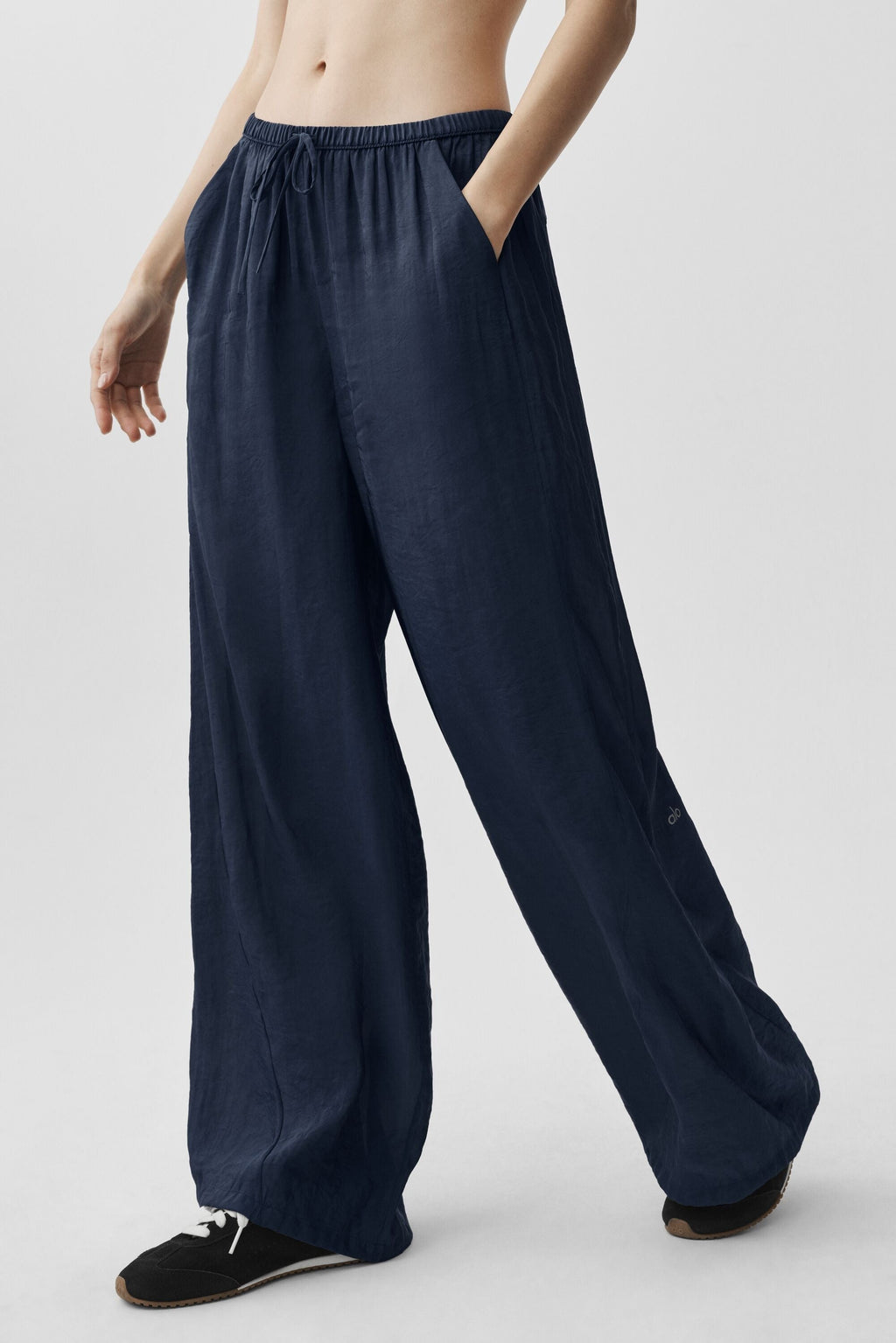 Semi-Sheer Golden Hour High-Waist Straight Leg Pant - Navy