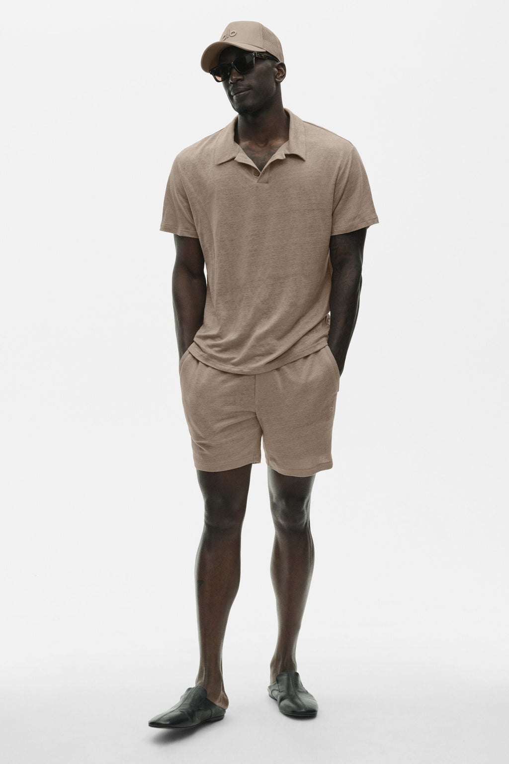 Linen Jersey Coastal Short Sleeve Polo - Gravel