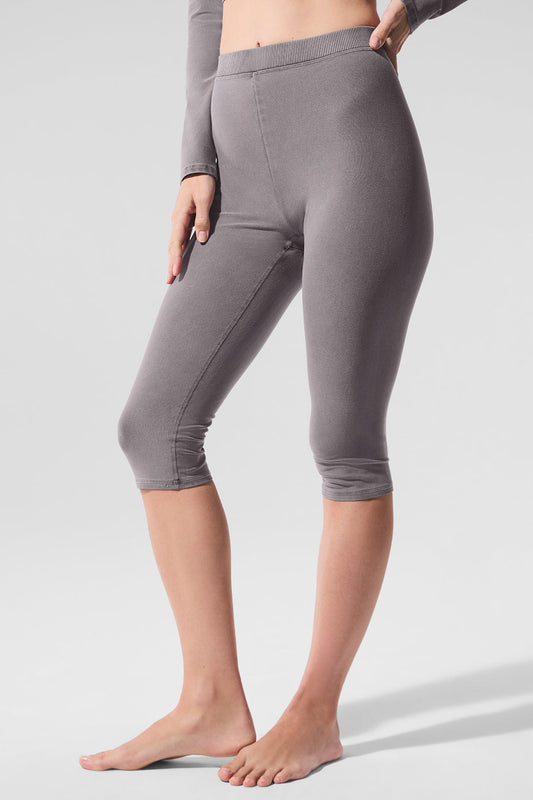 Washed Alosoft High-Waist Iconic 90's Capri - Cool Grey Wash