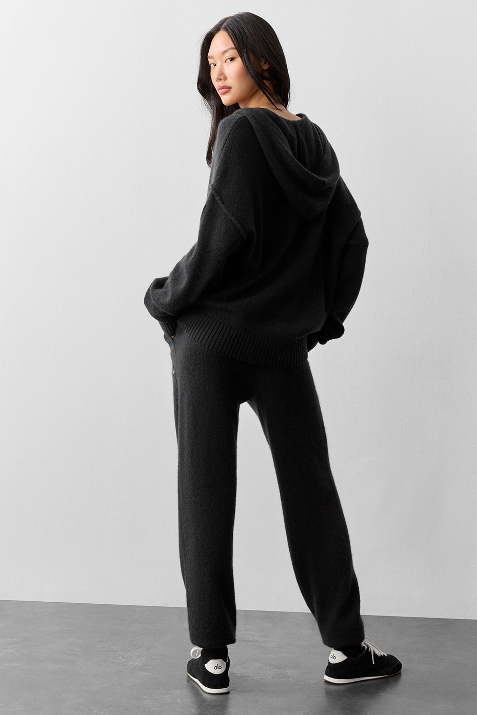 Wool Cashmere New Class Full Zip Hoodie - Black