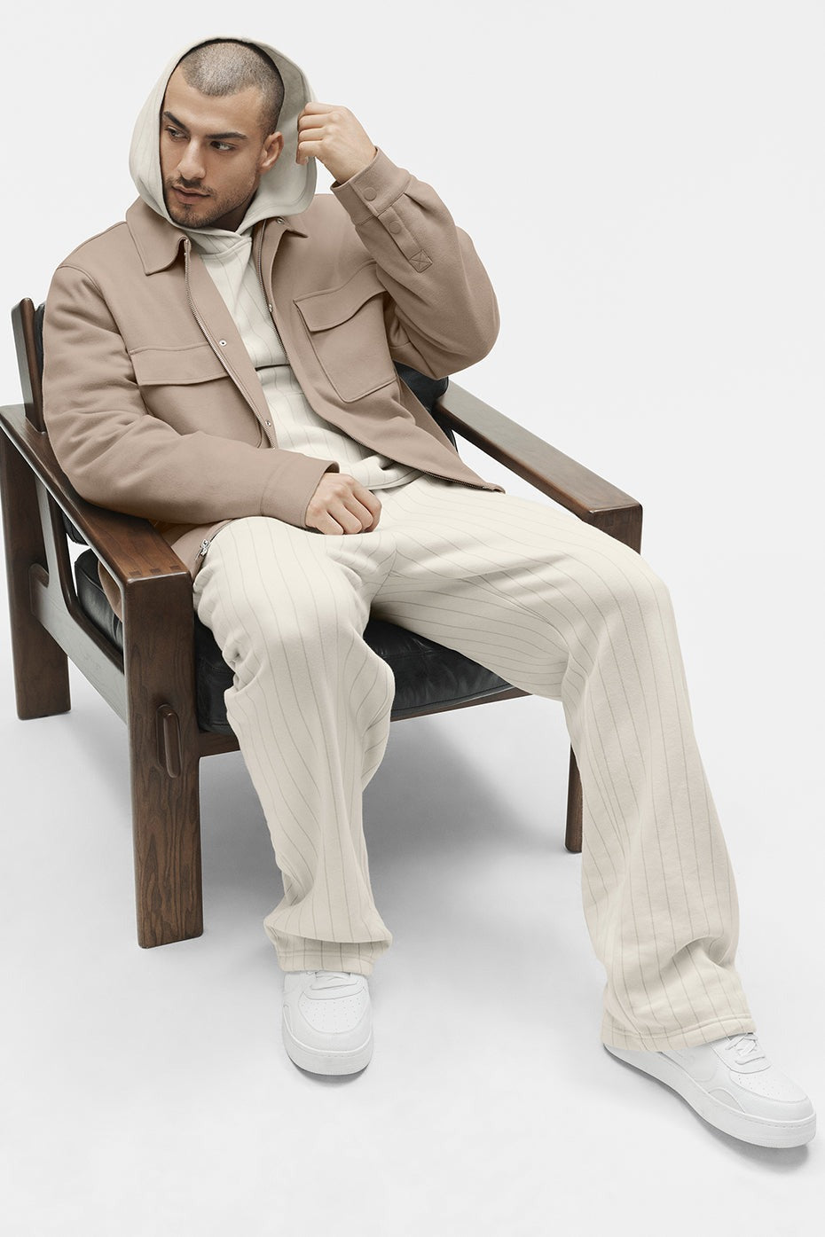 Pinstripe Straight Leg Sweatpant - Bone Pinstripe