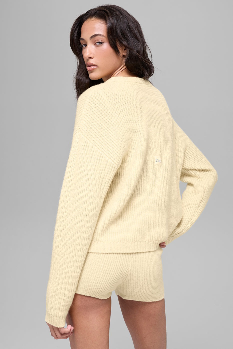 Wool Cashmere Ribbed Noble Crewneck Sweater - Candlelight Yellow
