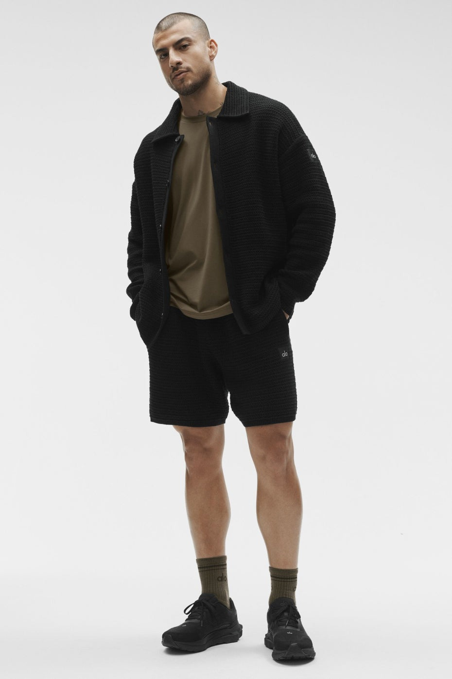 Shift Knit Button Up Long Sleeve - Black