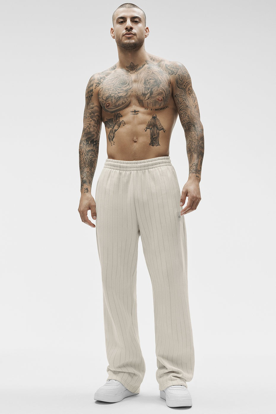 Pinstripe Straight Leg Sweatpant - Bone Pinstripe