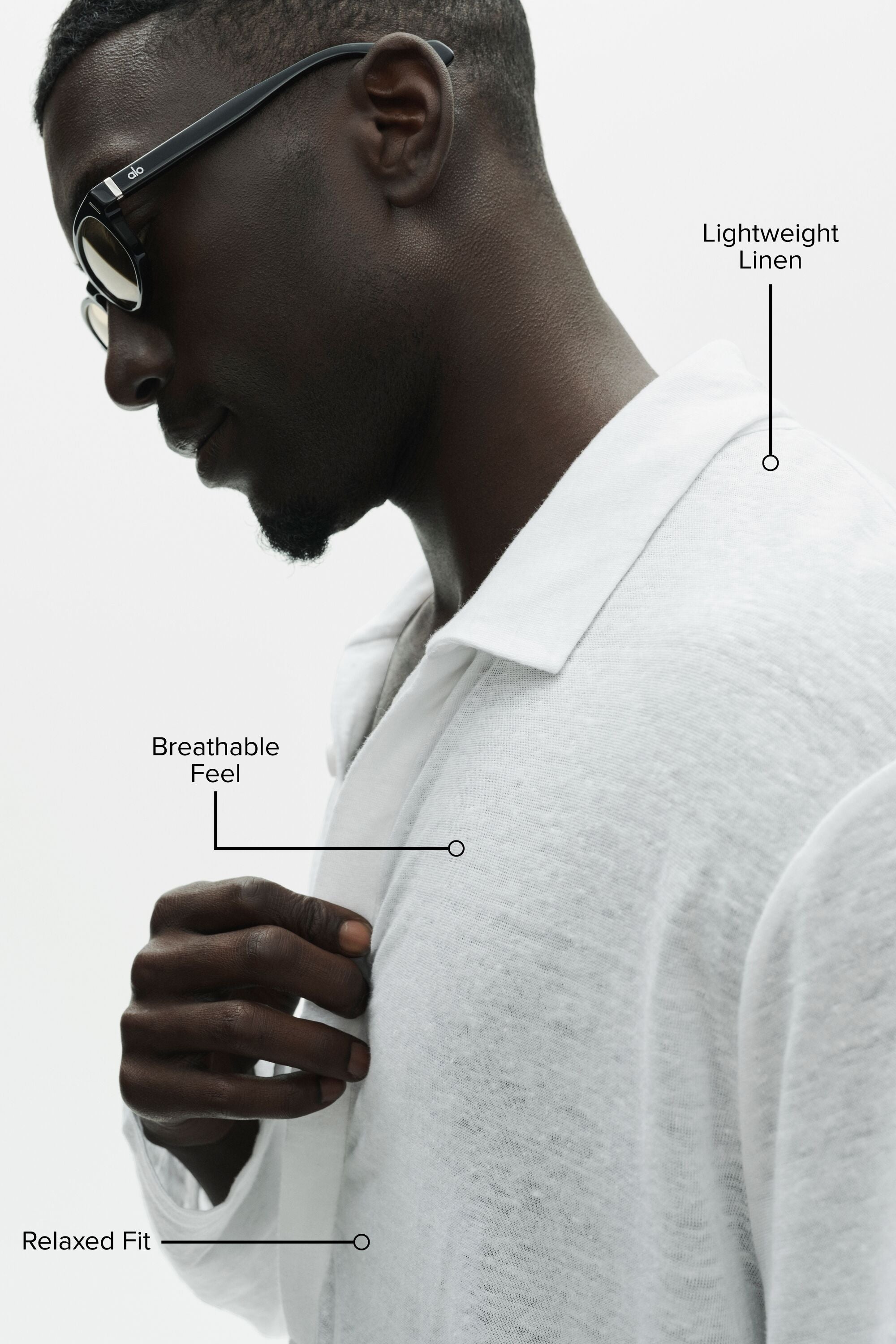 Linen Jersey Coastal Long Sleeve Pullover - White