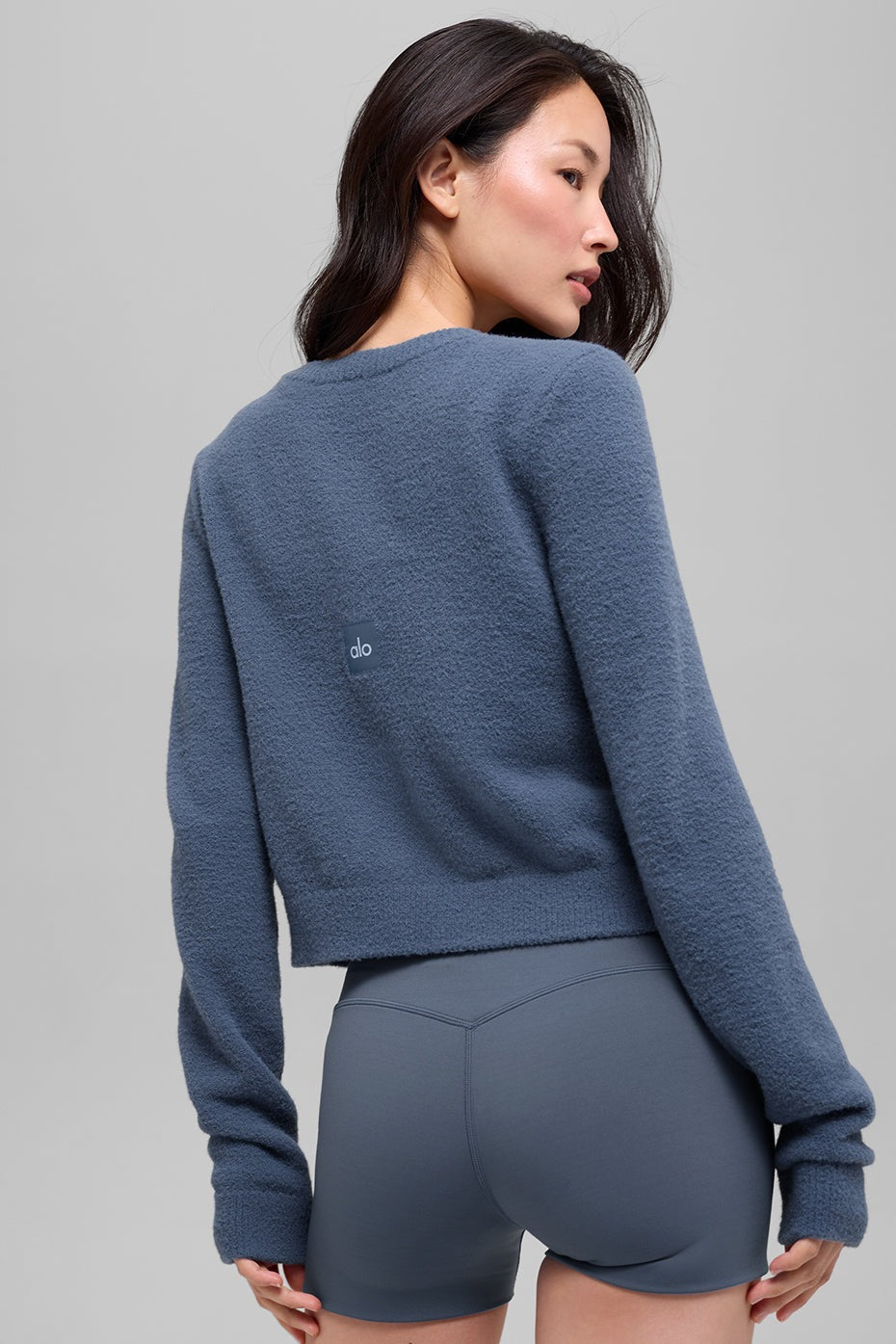 Snuggle Up Sweater Cropped Cardigan - Bluestone