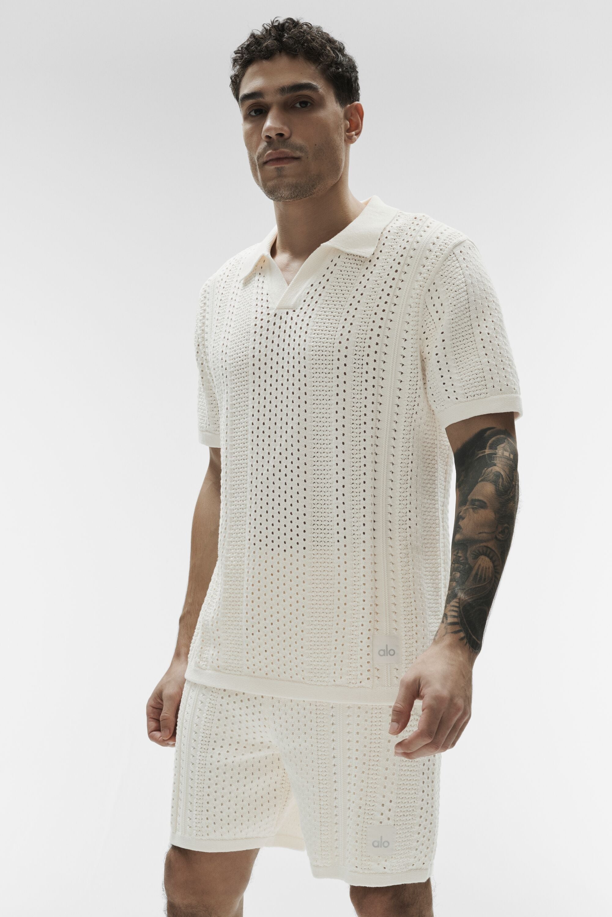 Coastline Knit Short Sleeve Polo - Ivory