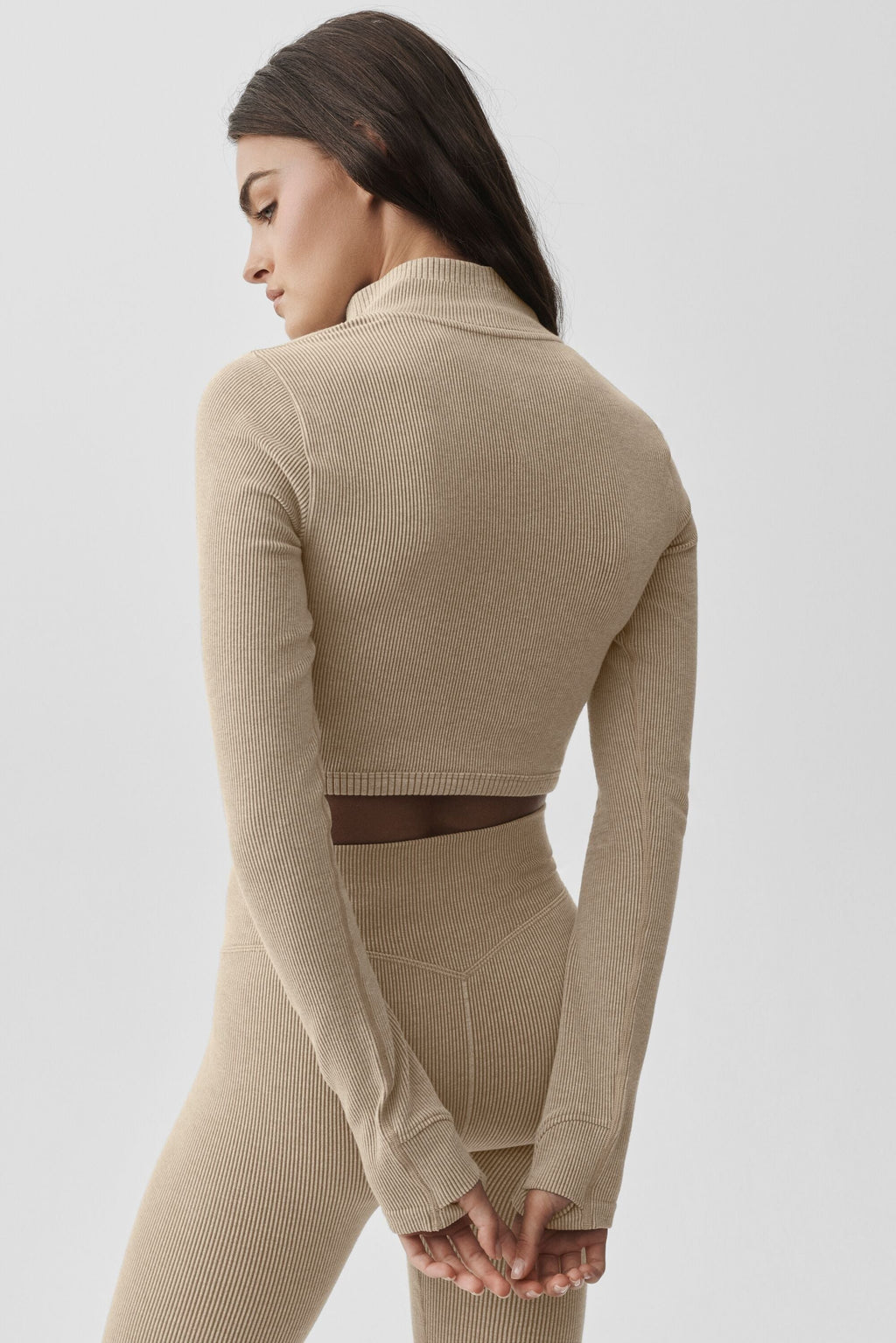 Seamless Two Tone Rib Jacket - Gravel Heather
