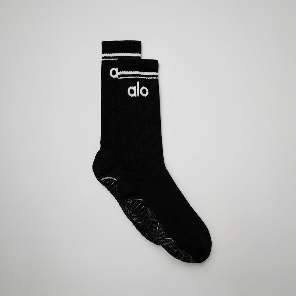 Women's Throwback Barre Sock - Black/White