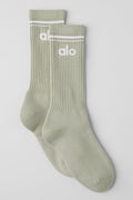 Unisex Throwback Sock - Limestone/White