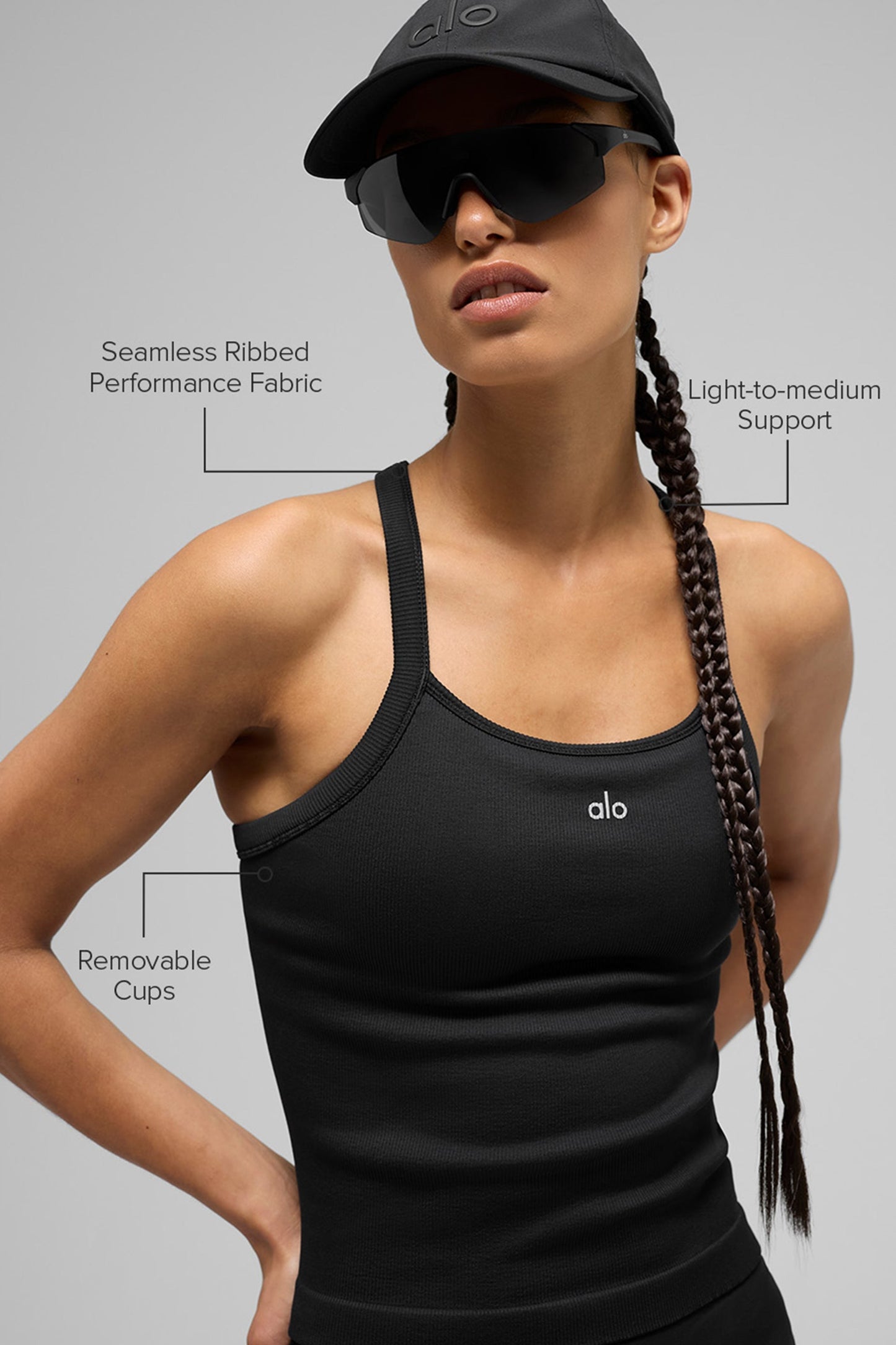 Seamless Ribbed Favorite Full Length Bra Tank - Black