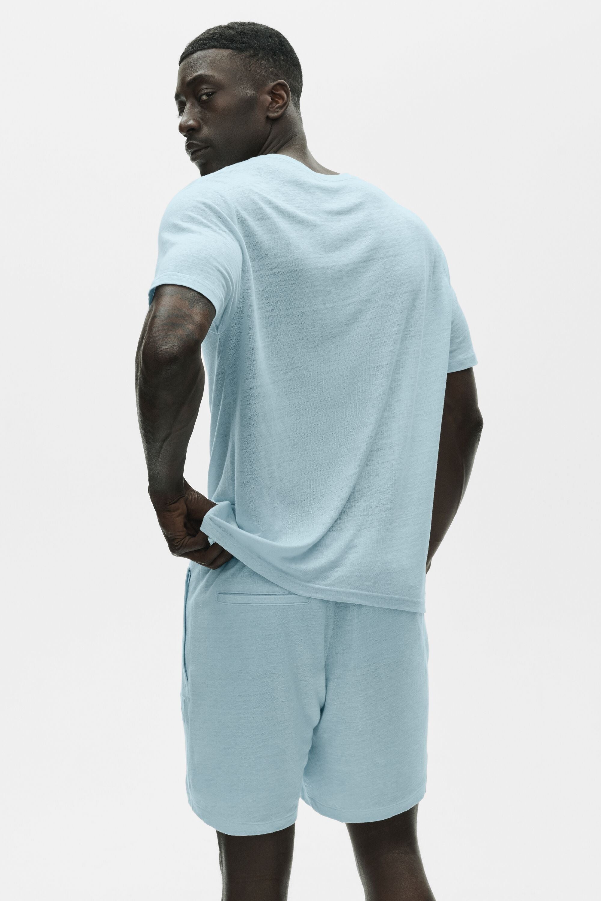 Linen Jersey Coastal Short Sleeve Tee - Seaside Blue