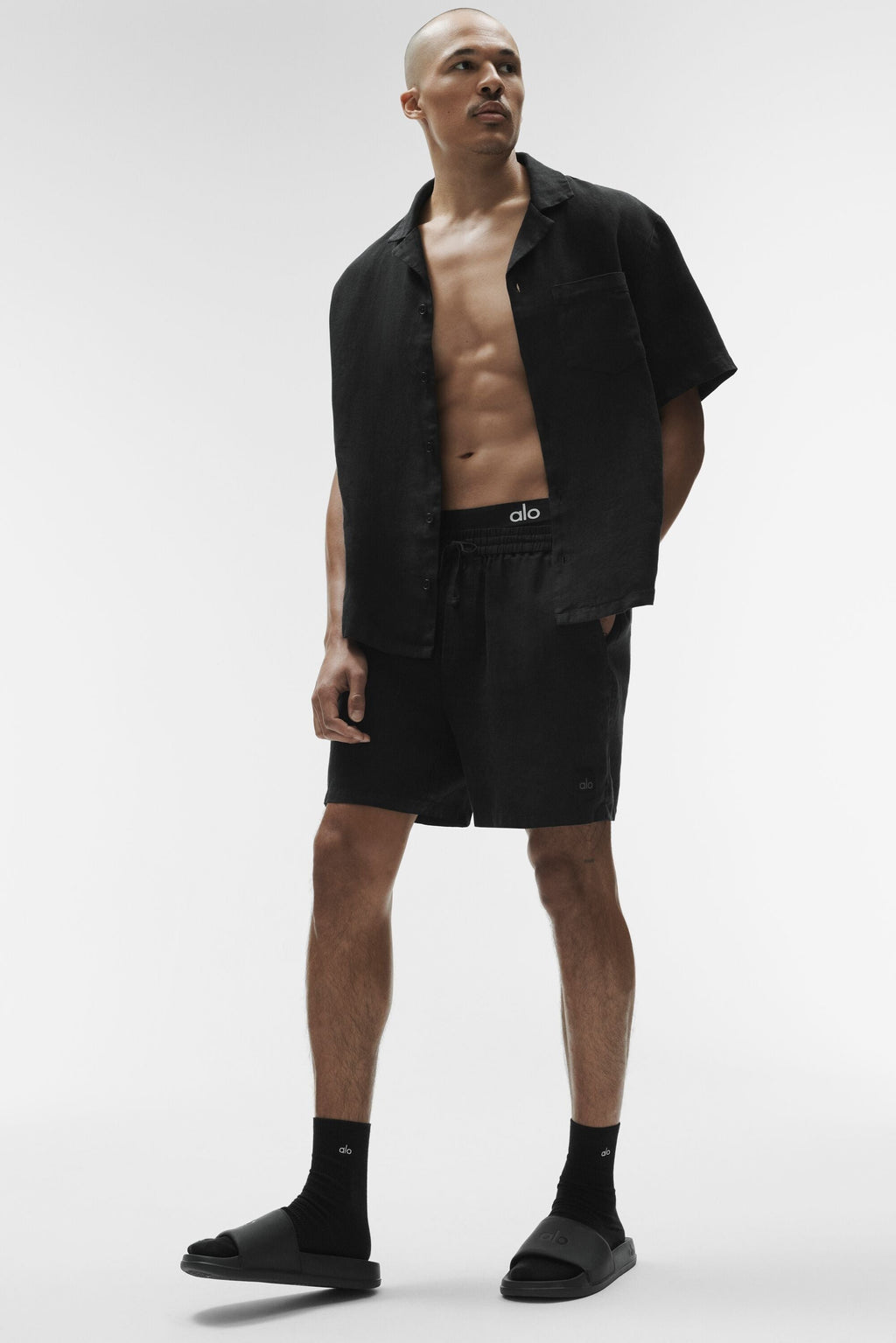 Linen Days Short Sleeve Button Up - Black