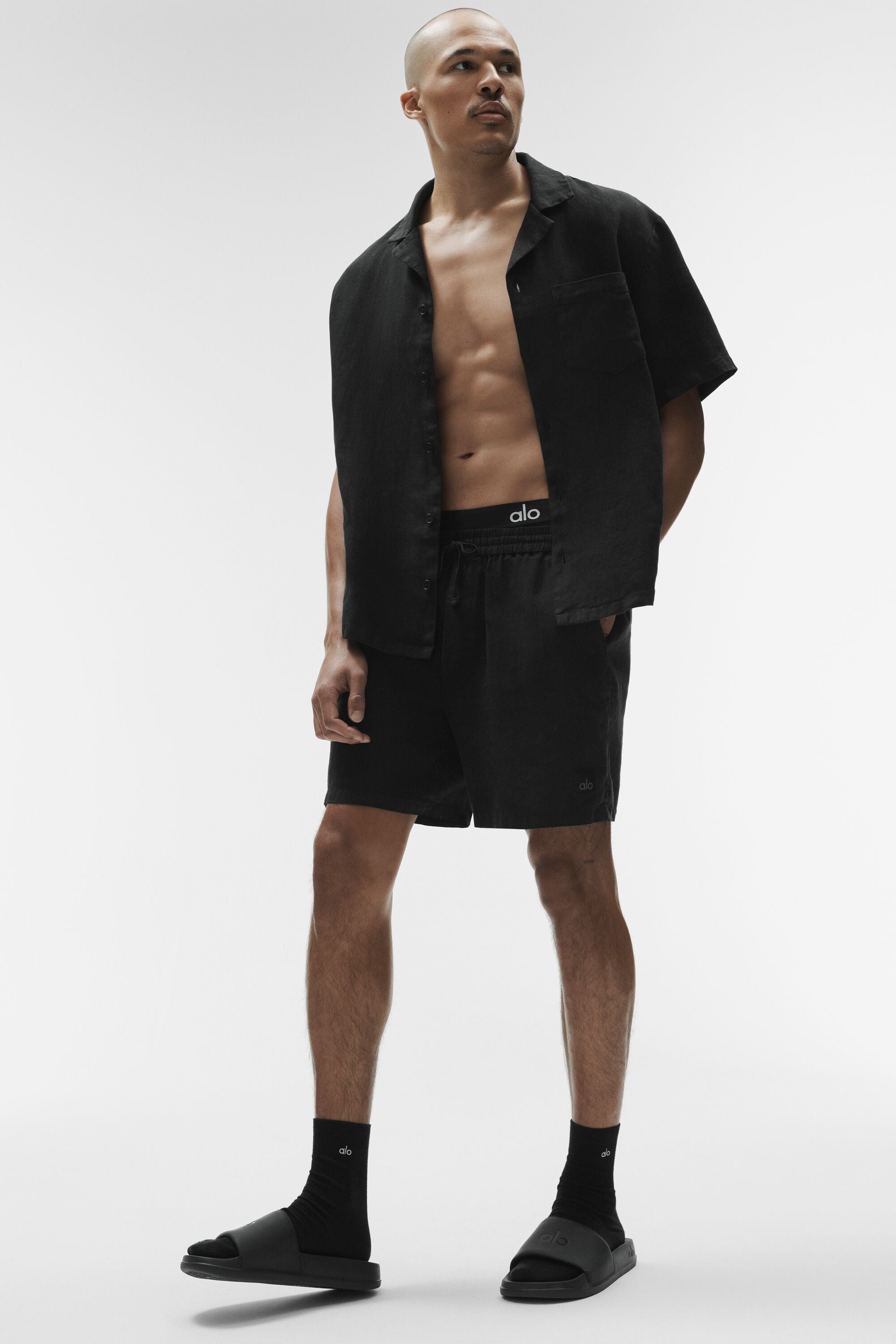 Linen Days Short Sleeve Button Up - Black