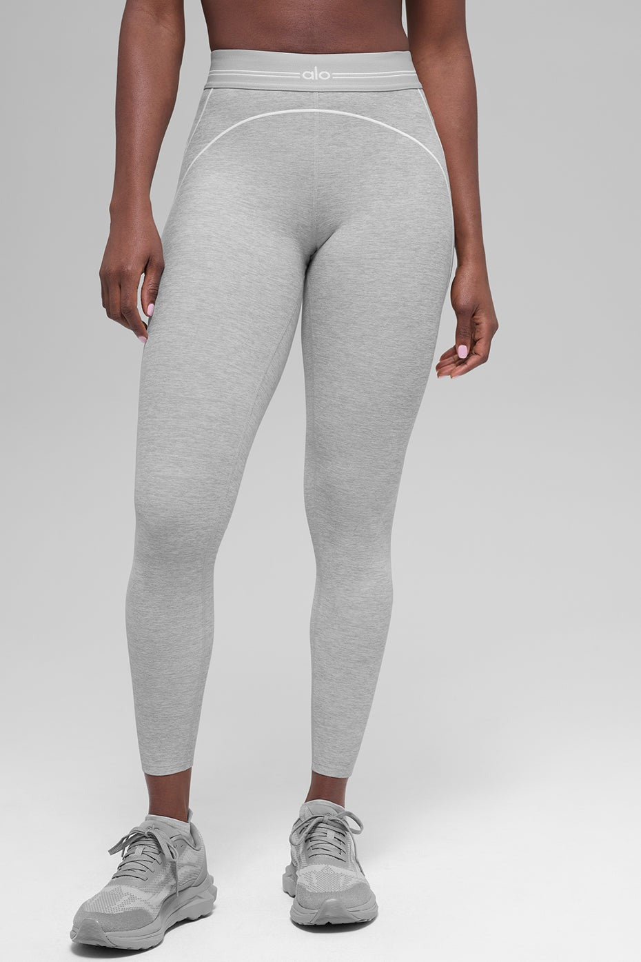 7/8 High-Waist Alosoft Heart Throb Legging - Athletic Heather Grey/White