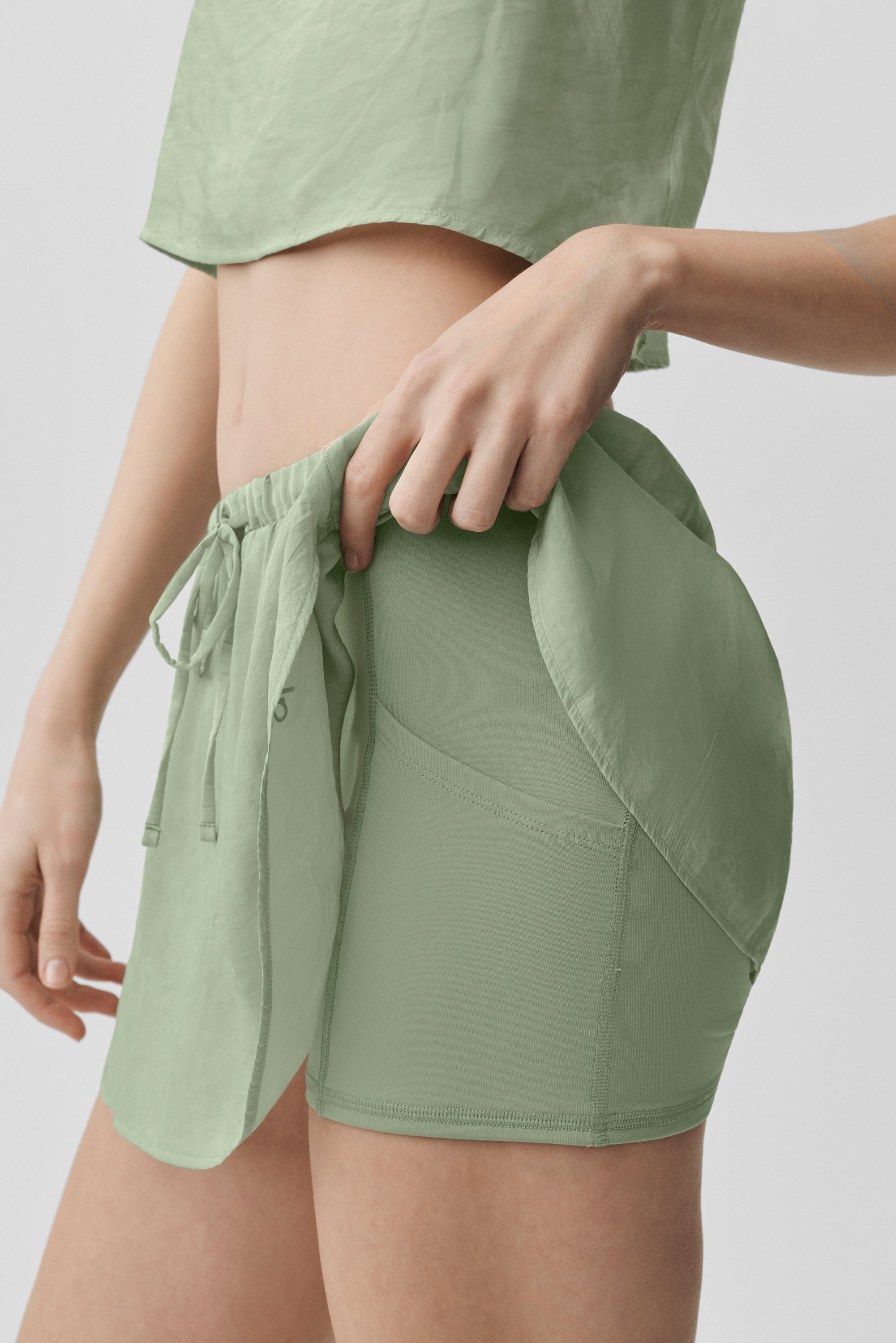 Semi-Sheer Golden Hour Tennis Skirt - Dune Grass