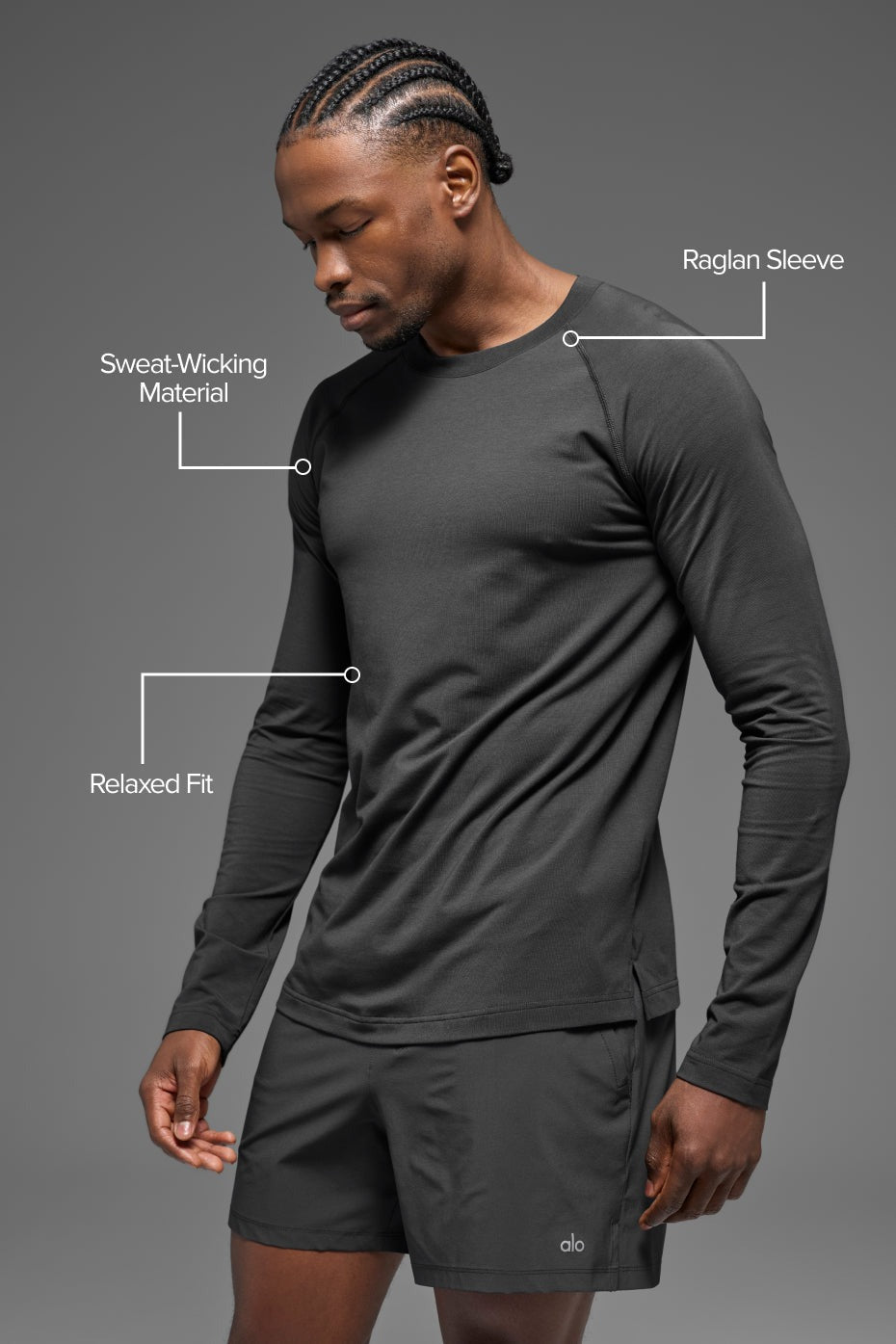 ALO Vapor Crewneck Long Sleeve - Anthracite