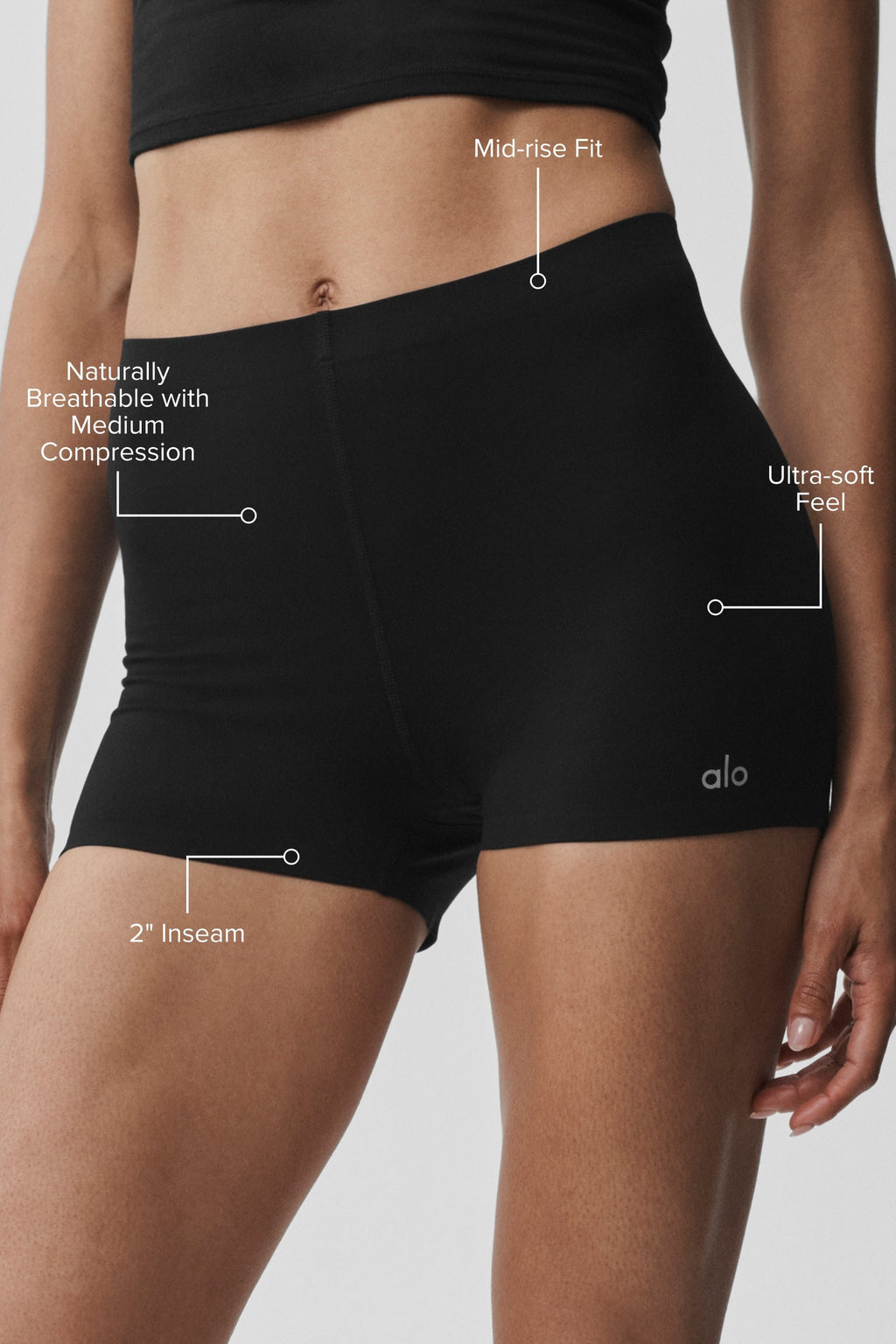 2" ALO Softsculpt Mid-Rise Short - Black