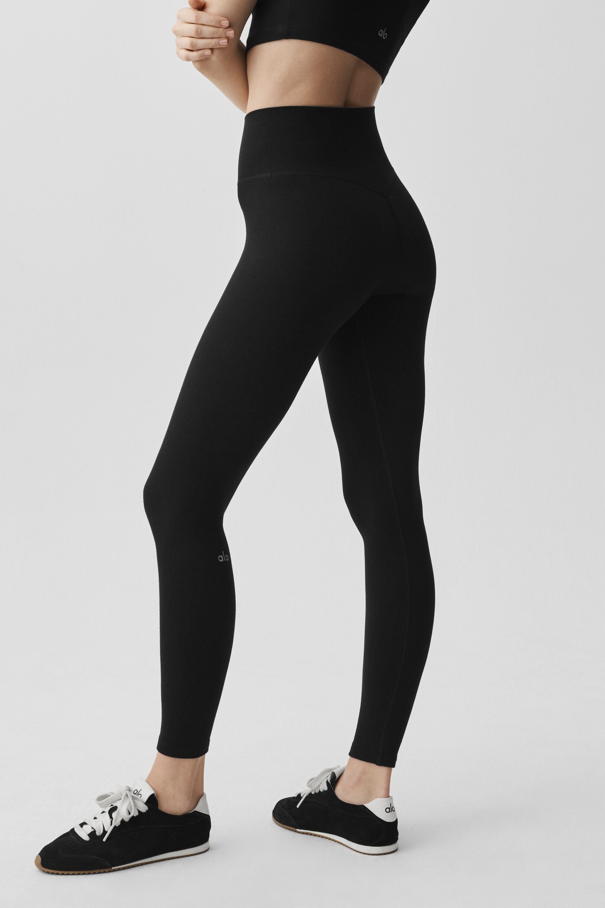 Seamless Modal Ribbed High-Waist 7/8 Legging - Black