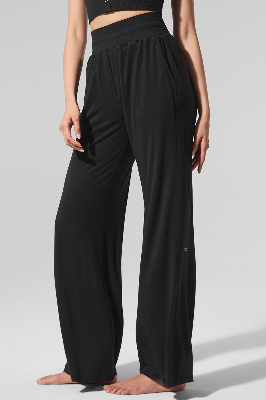 Semi-Sheer Delicate Lounge Flare Pant (Regular) - Black