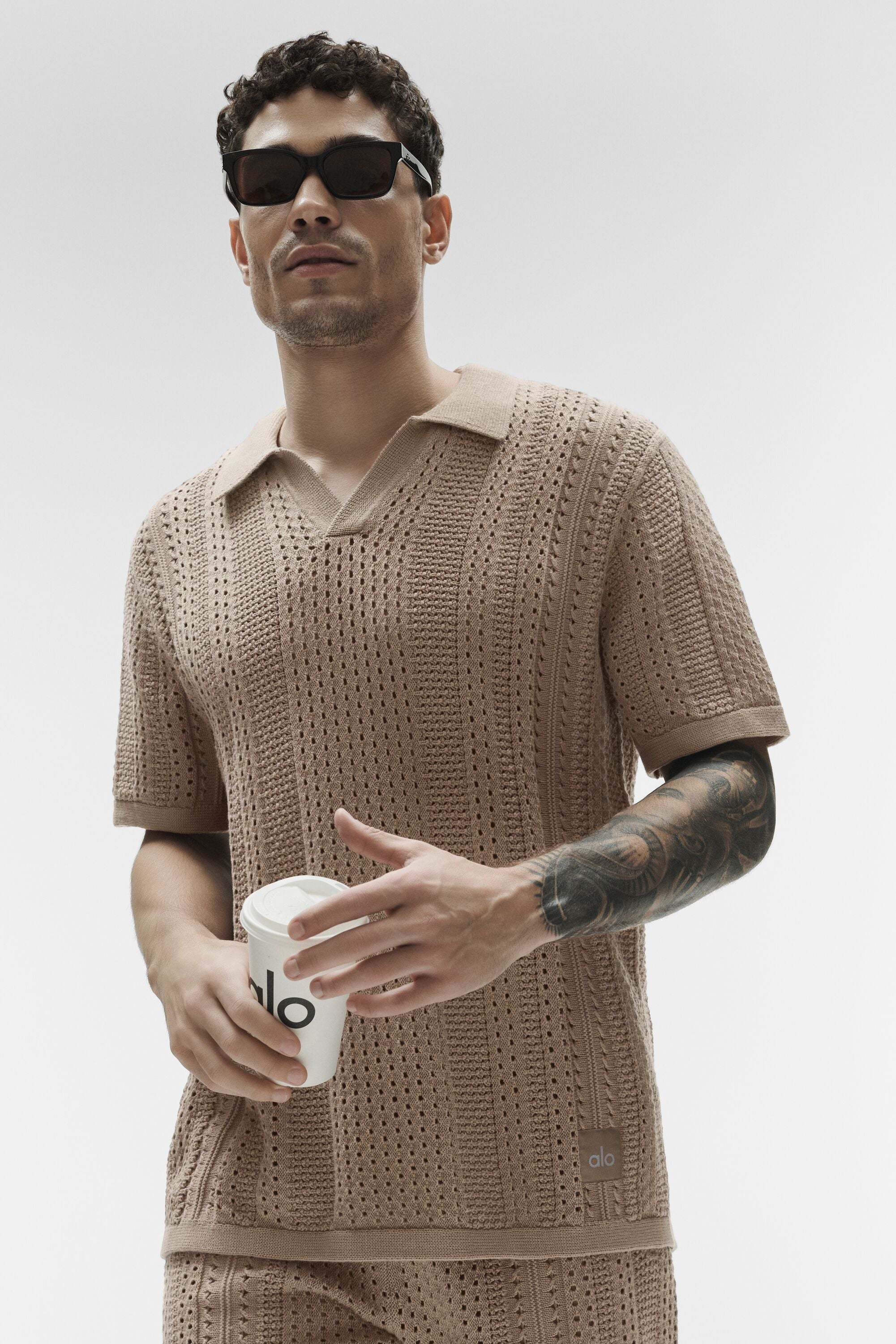 Coastline Knit Short Sleeve Polo - Gravel