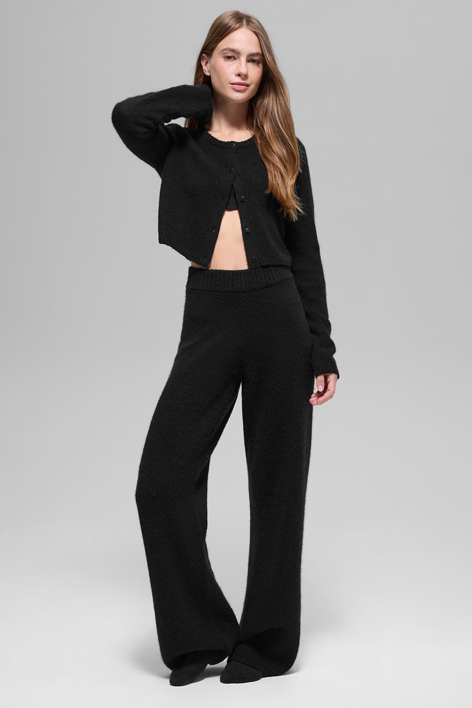 Wool Cashmere New Class Cropped Cardigan - Black
