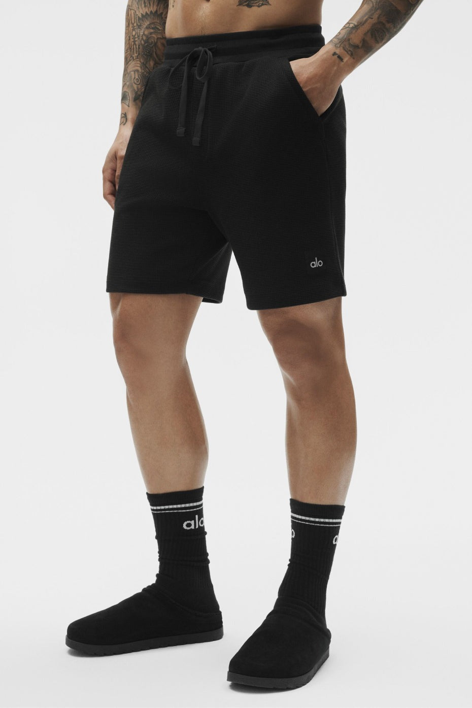7" Waffle Lounge Short - Black