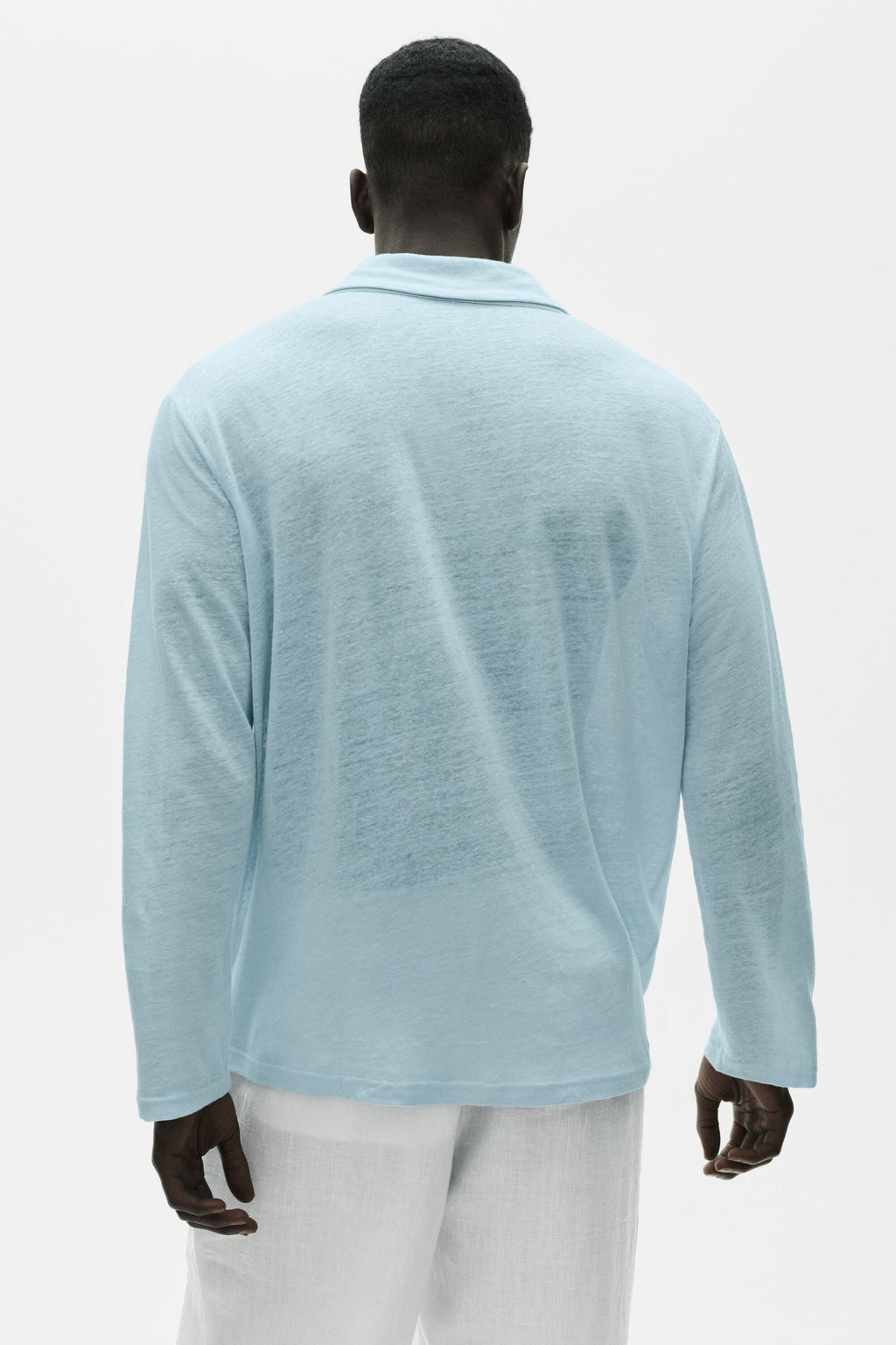 Linen Jersey Coastal Long Sleeve Pullover - Seaside Blue