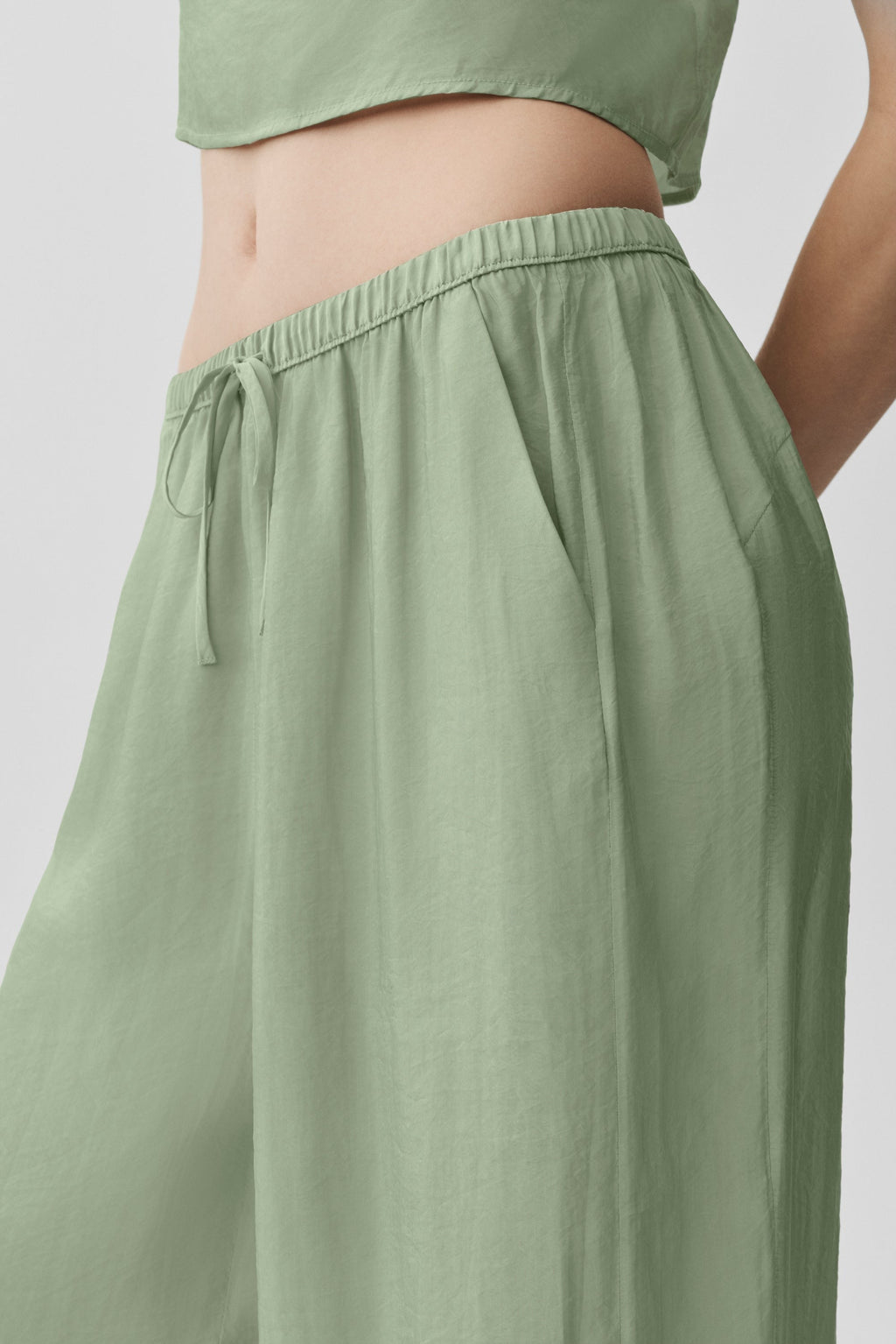 Semi-Sheer Golden Hour High-Waist Straight Leg Pant - Dune Grass