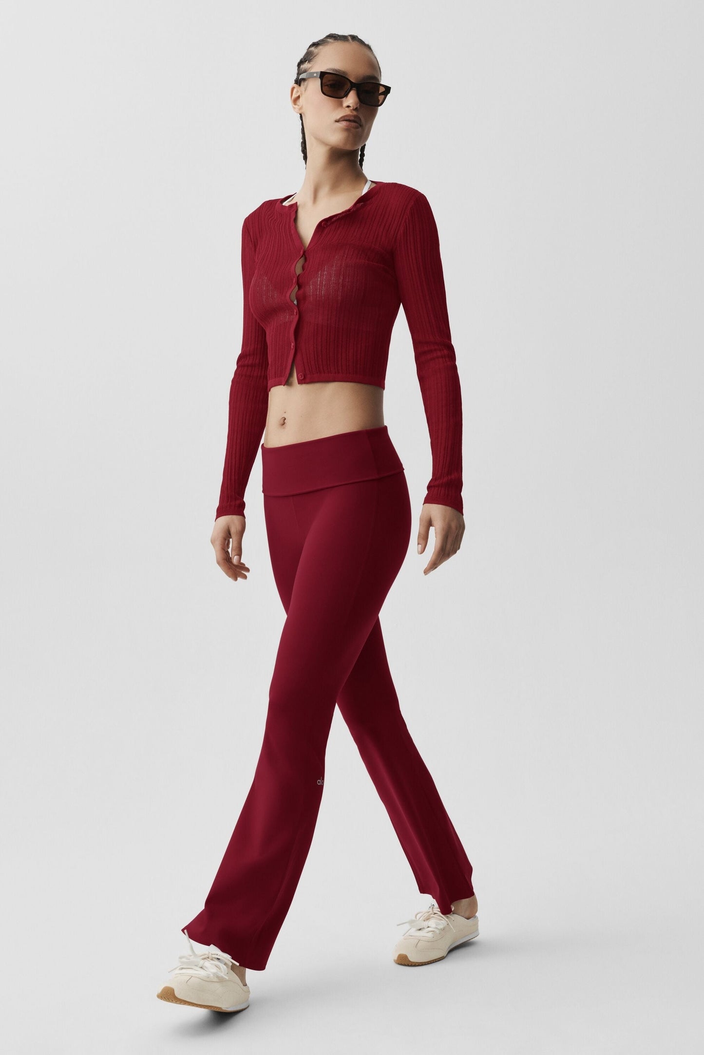 ALO Softsculpt Foldover Flare Legging (Short) - Summer Romance Red