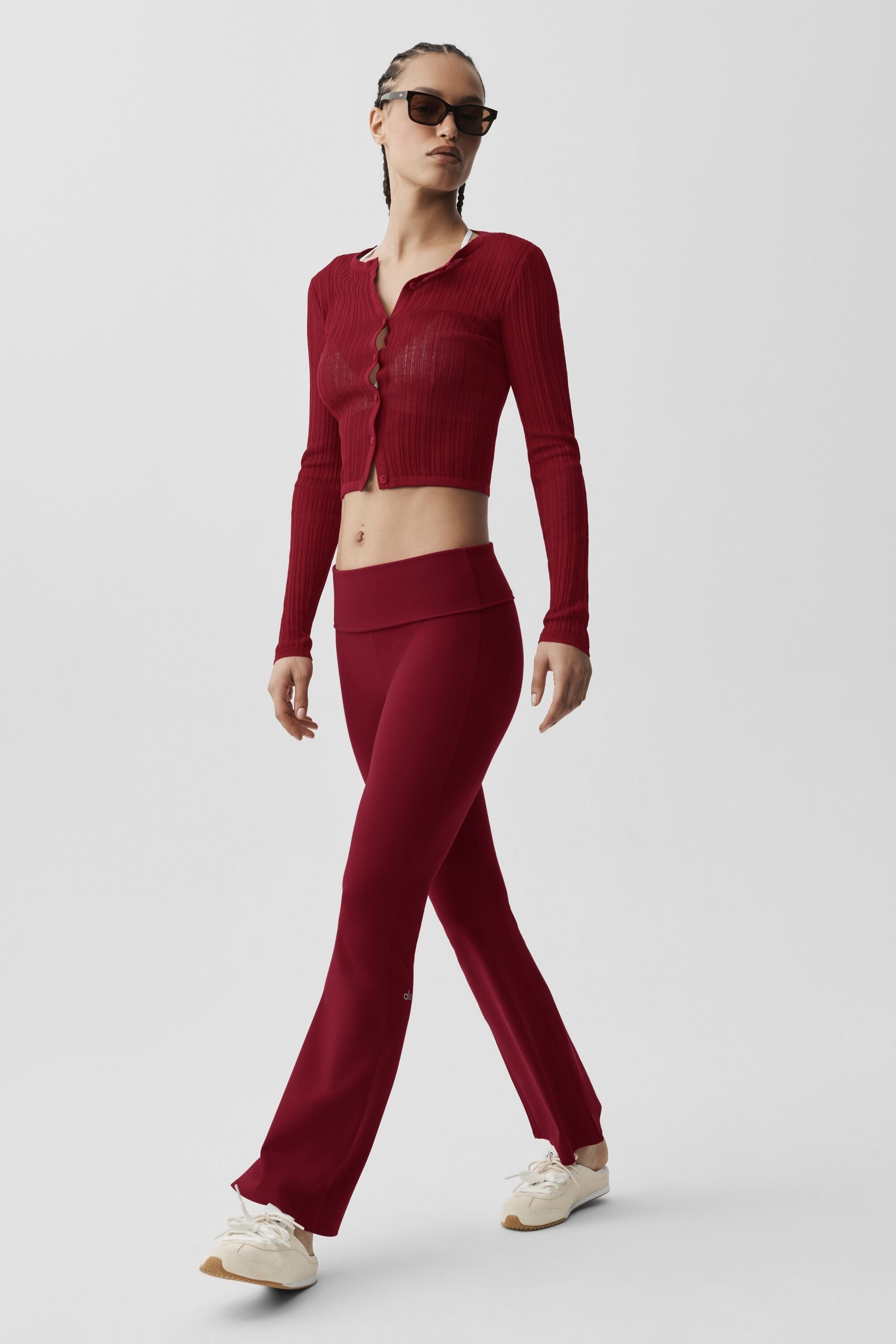 ALO Softsculpt Foldover Flare Legging (Short) - Summer Romance Red