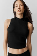 Sweater Knit Unwind Sleeveless Top - Black