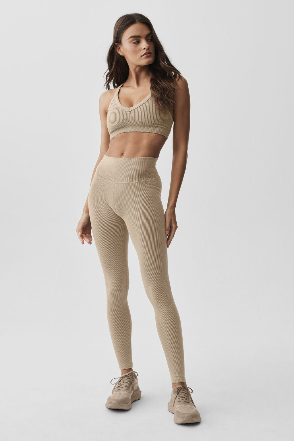Seamless High-Waist Two Tone Rib Legging - Gravel Heather