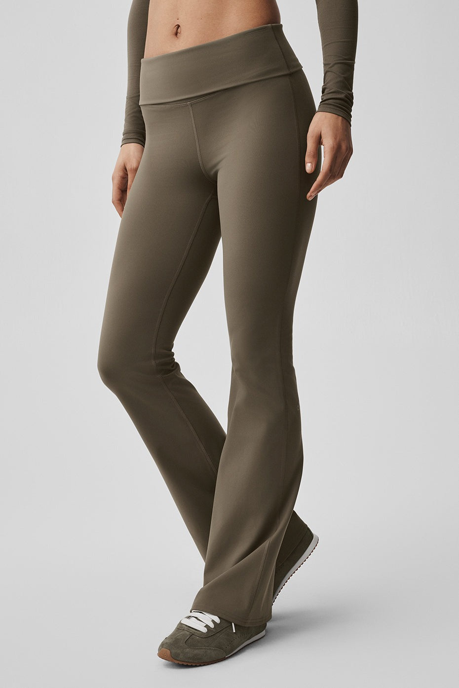 ALO Softsculpt Foldover Flare Legging (Regular) - Olive Tree