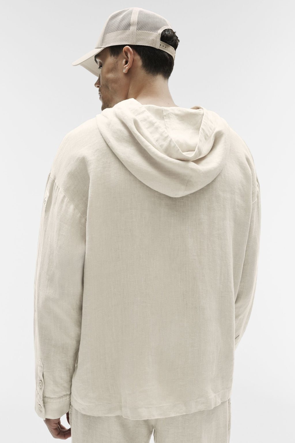 Linen Days Button Up Hoodie - Bone