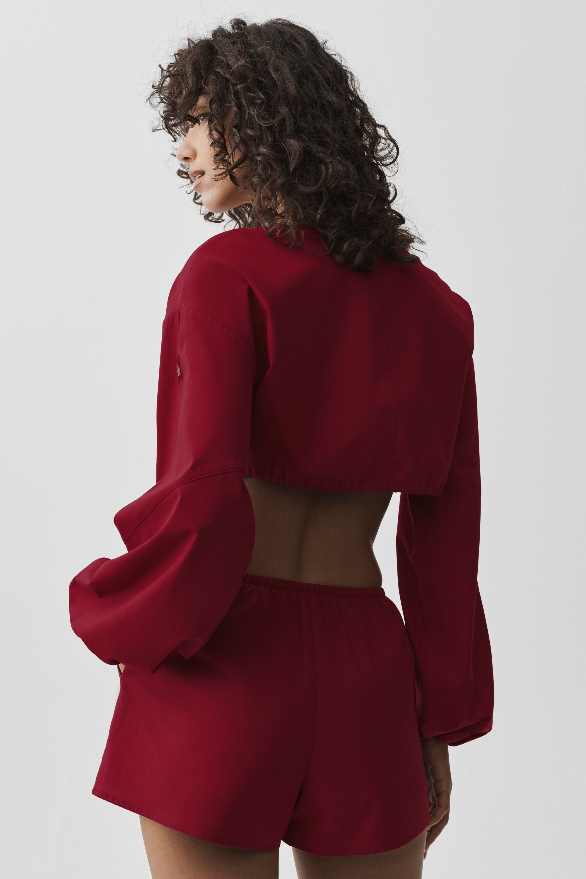 Cotton Cropped Real Deal Long Sleeve - Summer Romance Red