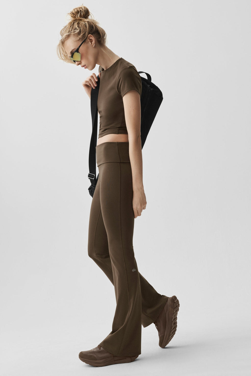 ALO Softsculpt Foldover Flare Legging (Regular) - Espresso