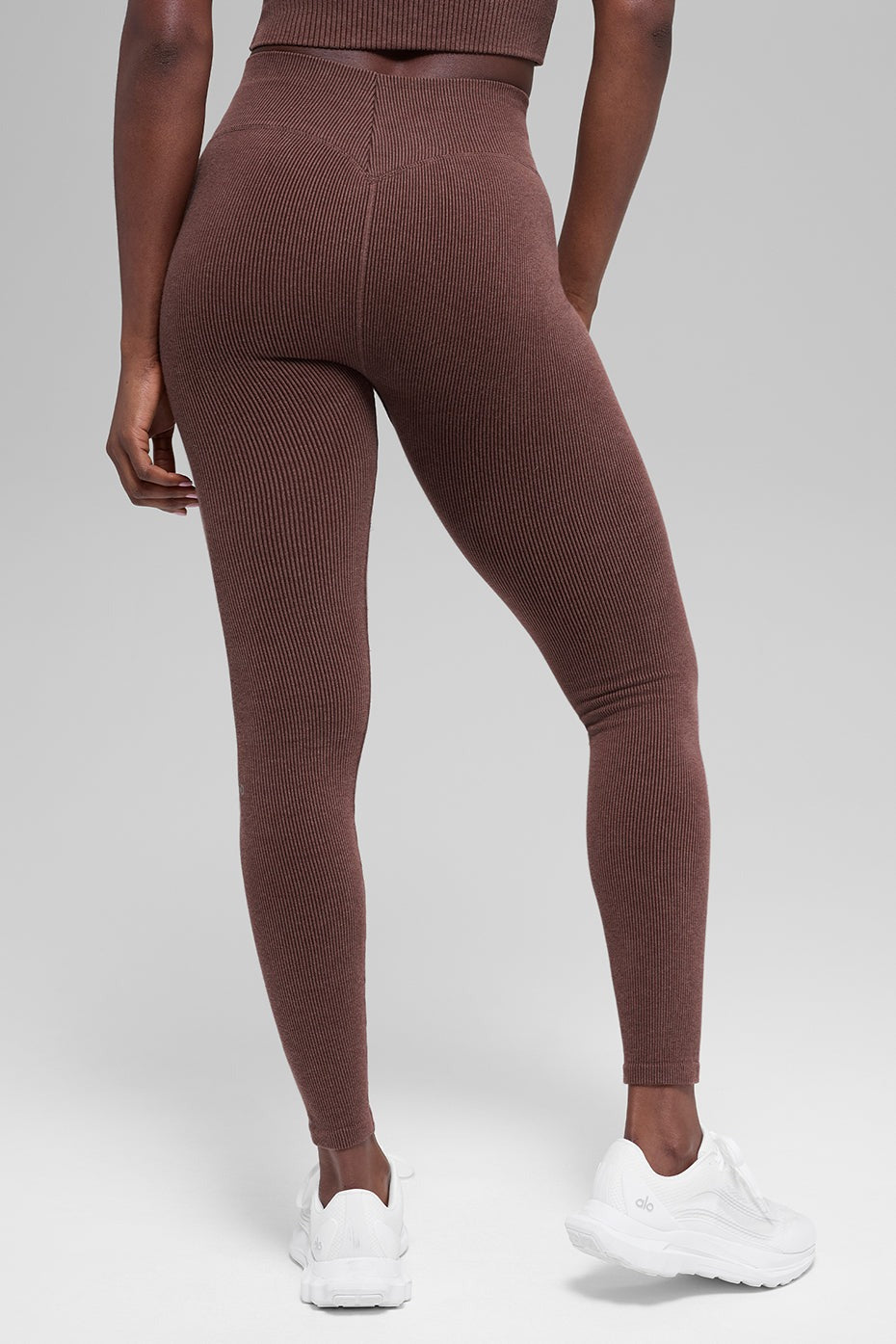 Seamless High-Waist Two Tone Rib Legging - Brownstone Heather