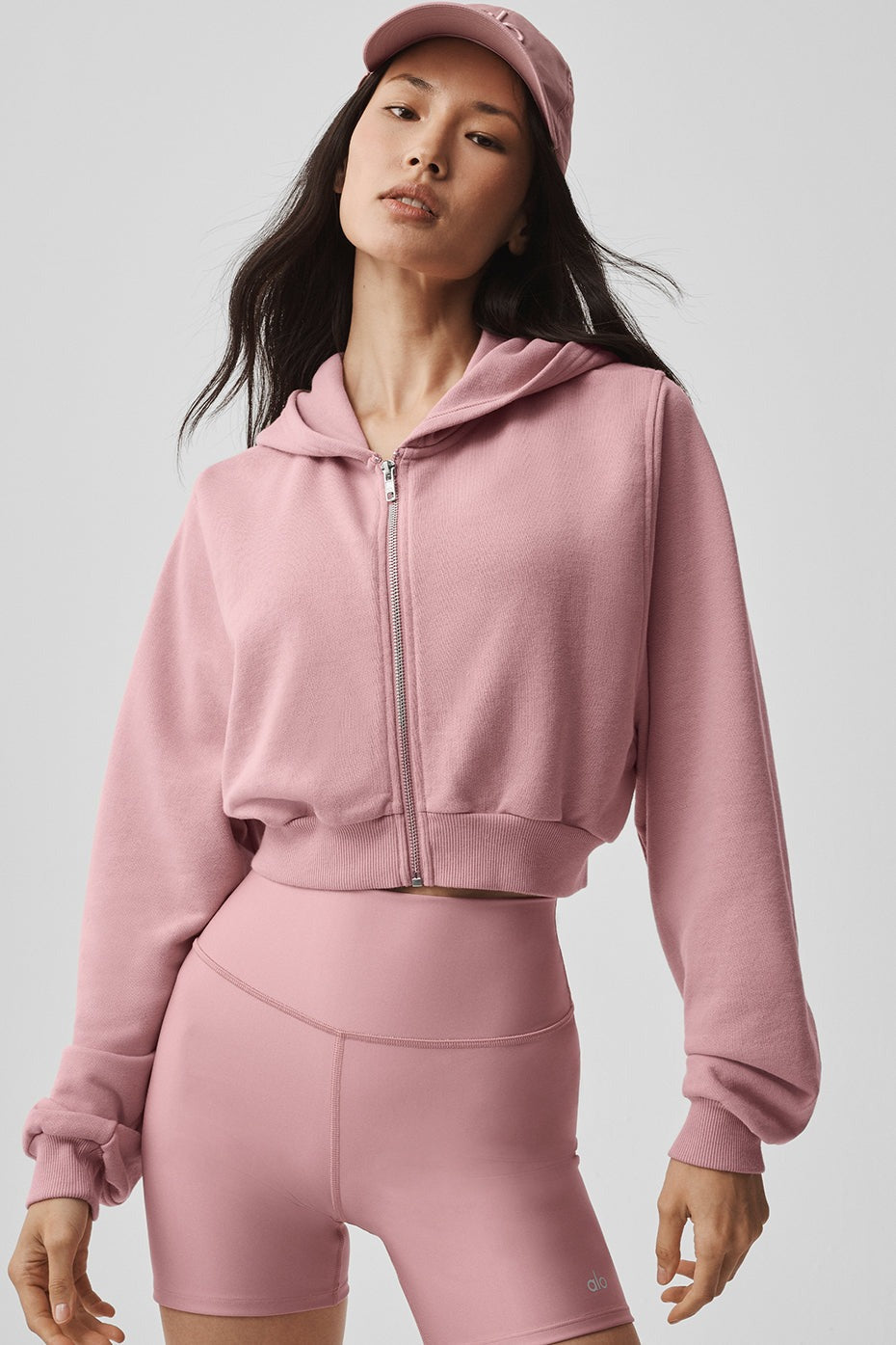Sweet Escape Zip Up Hoodie - Vintage Pink
