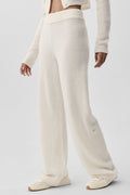 Wool Cashmere High-Waist New Class Wide Leg Pant - Ivory