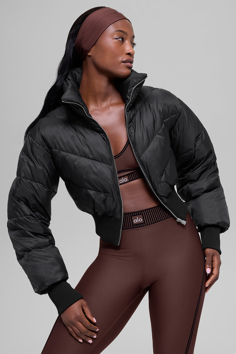 Cropped Atmosphere Puffer - Black