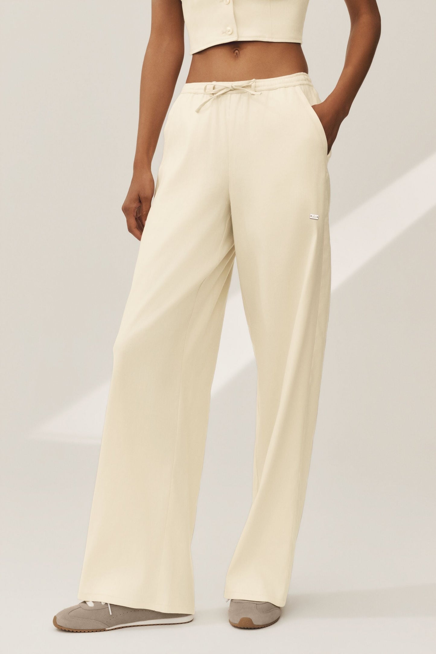 Linen Blend Riviera Wide Leg Pant - Sandy Beige
