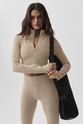 Seamless Two Tone Rib Jacket - Gravel Heather