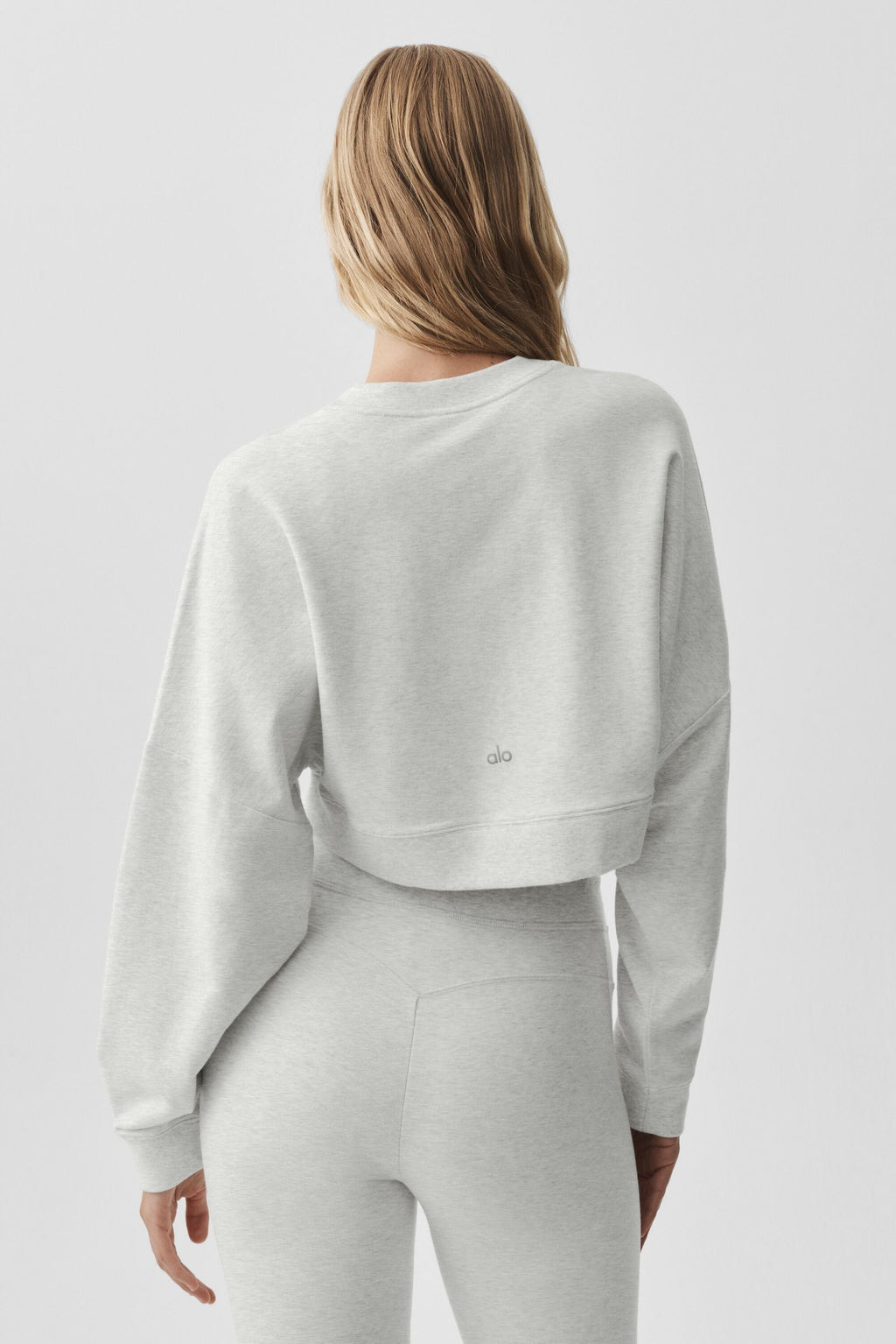 Cropped Sway Crew Neck Pullover - White Heather
