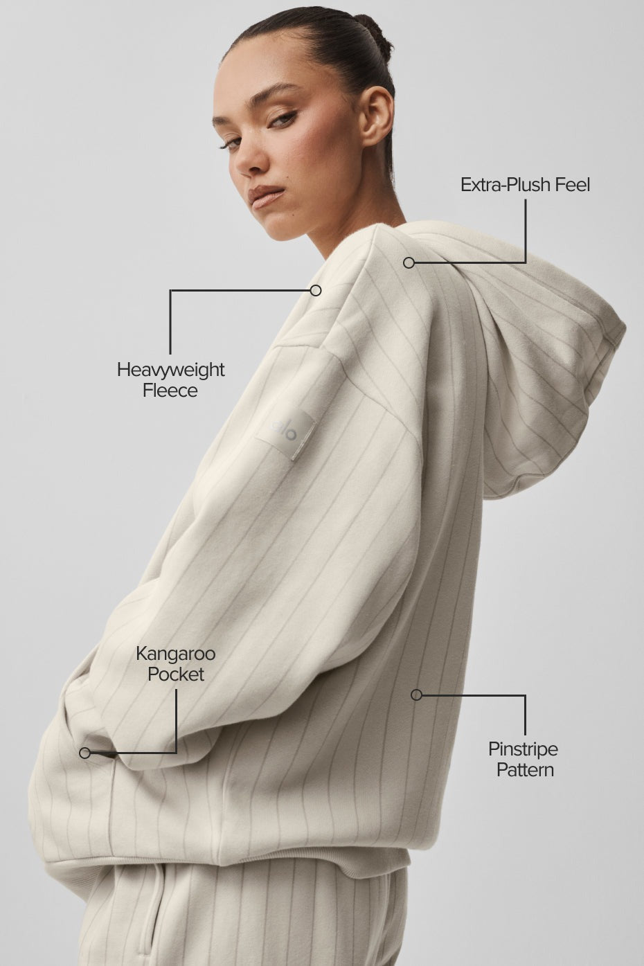 Pinstripe Hoodie - Bone Pinstripe